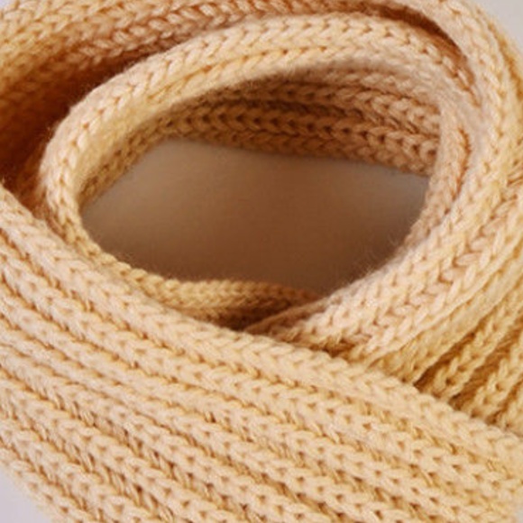 Children's Solid Beige Soft Kitted Scarf Wrap - Picture 3 of 6